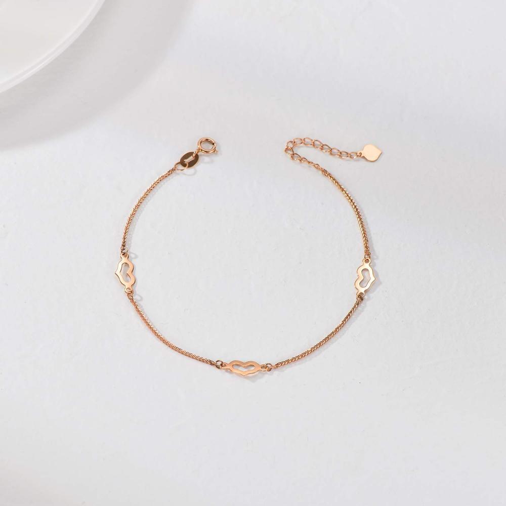 Pulseira com pingente de coração em ouro rosa 10K-4