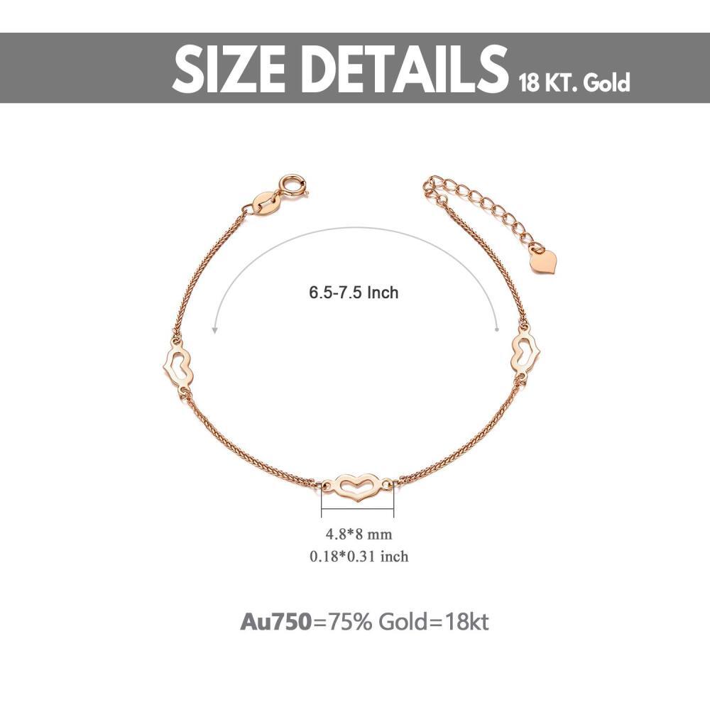 Pulseira com pingente de coração em ouro rosa 10K-5