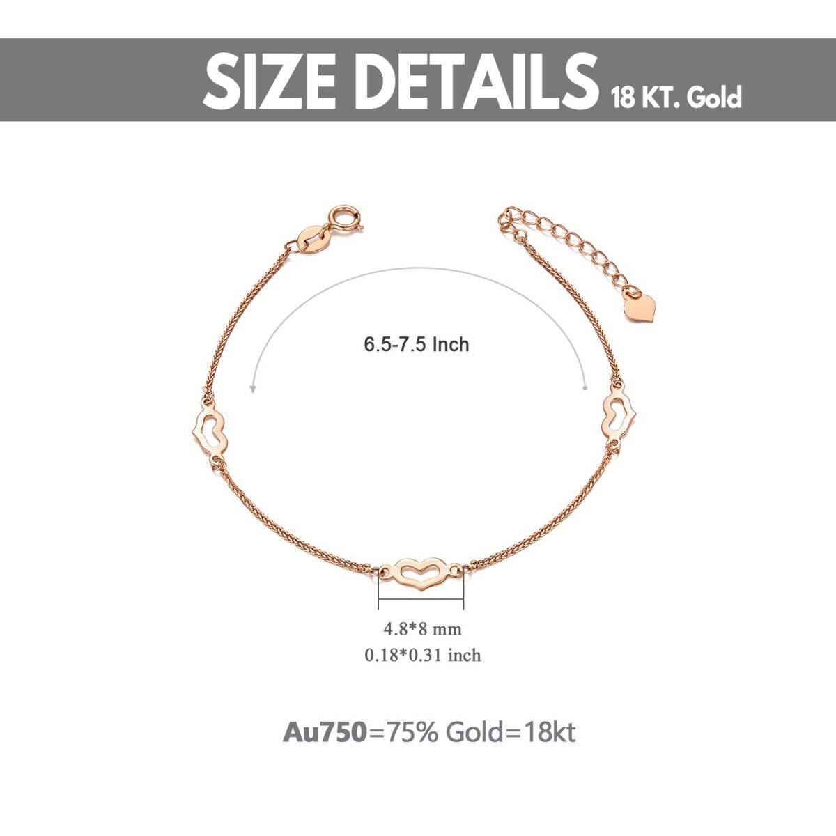 18K Roségouden Hart Hanger Armband-5