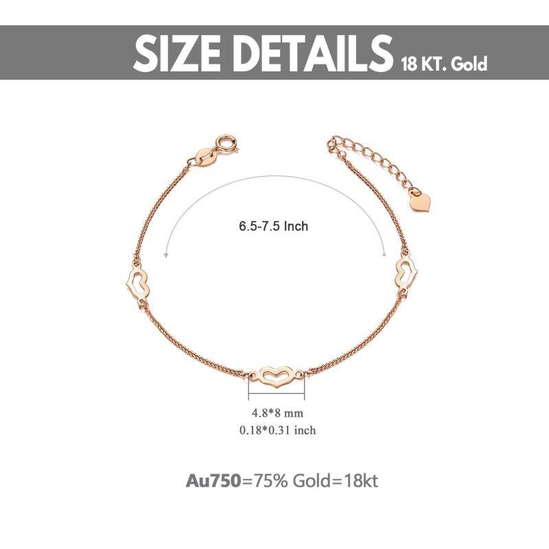 Bracelet en or rose 10K avec pendentif en forme de coeur-5