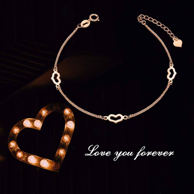 Bracelet en or rose 10K avec pendentif en forme de coeur-6