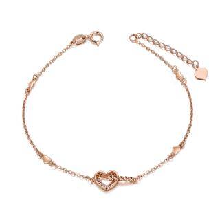 Pulseira com pingente de coração em ouro rosa 10K-16