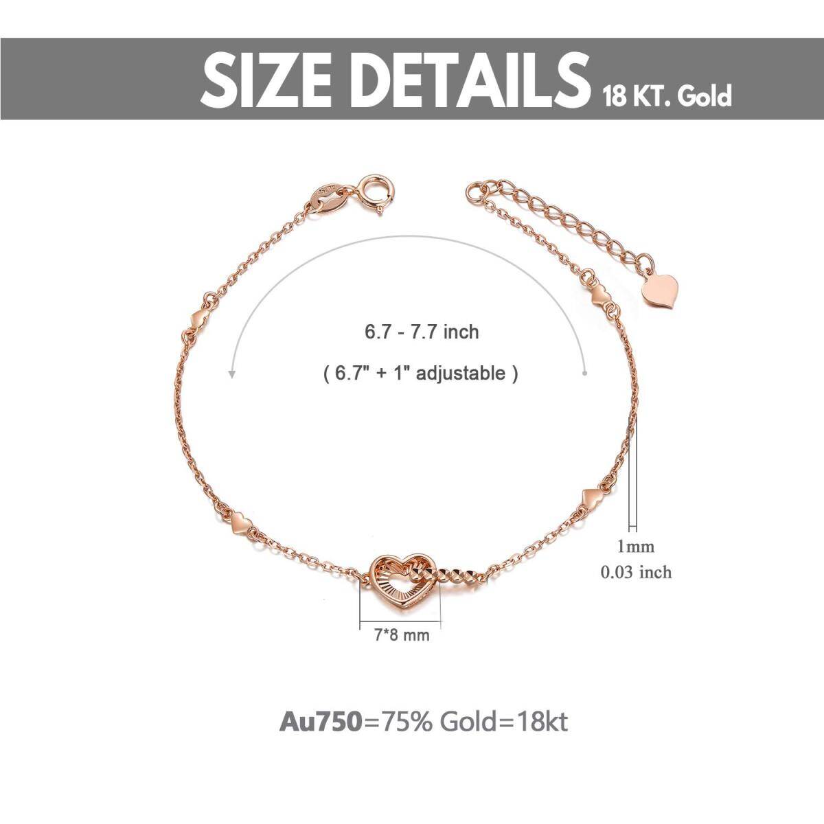 Bracelet en or rose 14K avec pendentif en forme de coeur-5