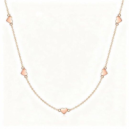 10K Rose Gold Heart With Heart Pendant Necklace