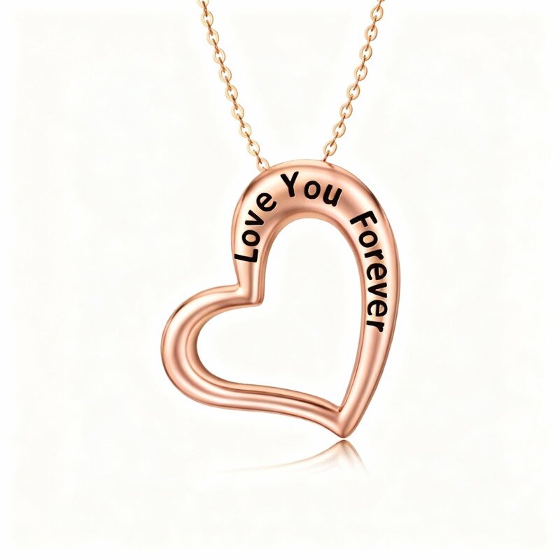 18K Rose Gold Heart Pendant Necklace-1