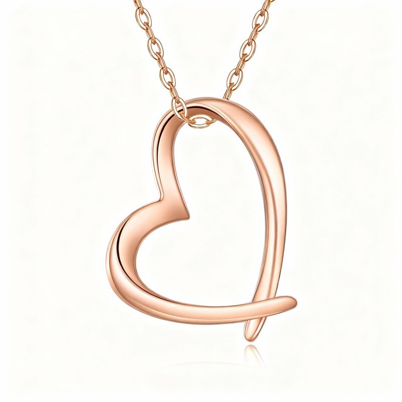 Collar con colgante de corazón de oro rosa de 18 quilates-1