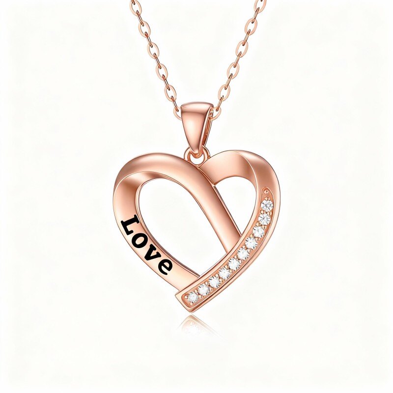 10K Rose Gold Heart Pendant Necklace-1