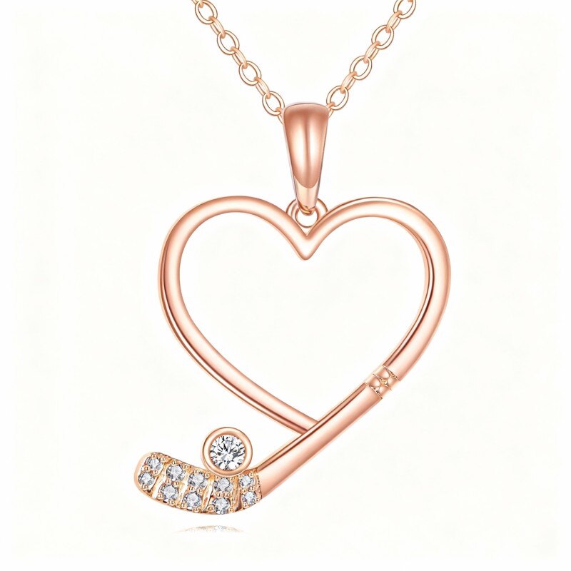 Halskette mit Herzanhänger aus 10-karätigem Roségold und Zirkonia-1