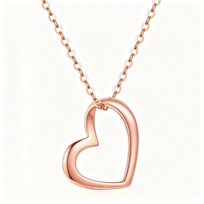 10K Rose Gold Heart Pendant Necklace-1