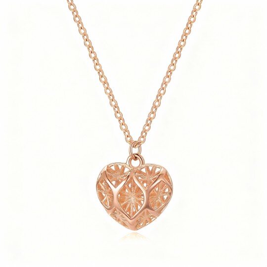 10K Rose Gold Heart Pendant Necklace