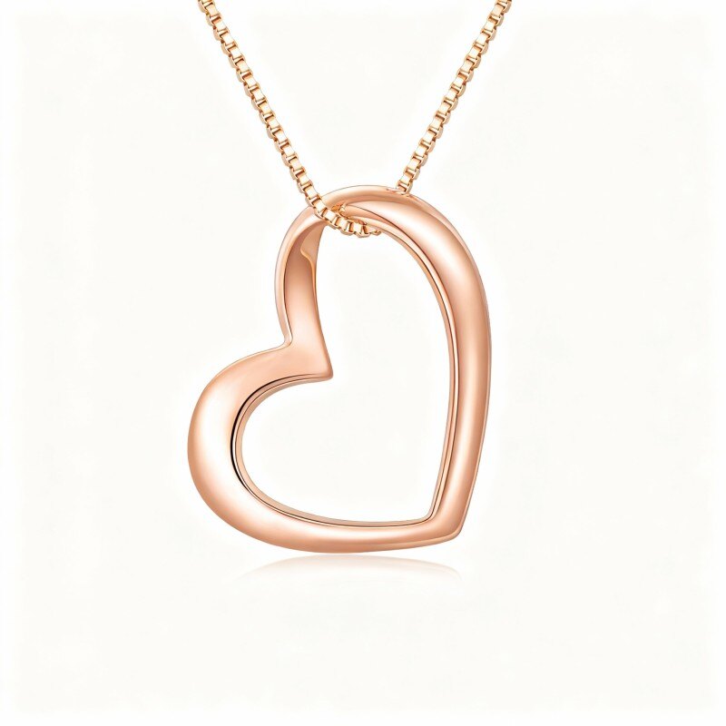 14K Rose Gold Heart Pendant Necklace-1