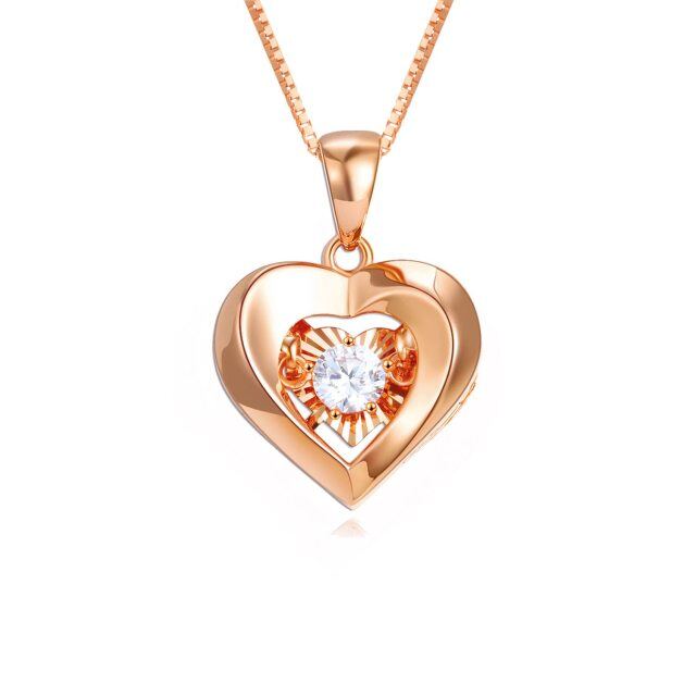 Collier avec pendentif en forme de coeur en or rose 18K-1