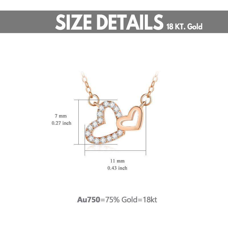 18K Rose Gold Interlocking Hearts Pendant Necklace For Women-5