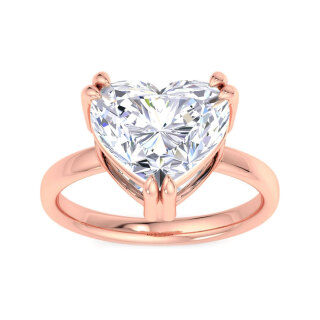 10K Rose Gold Heart Shaped Lab Created Diamond Custom Personalized Engraving & Heart Ring G-H Color 3EX IGI Certified-6
