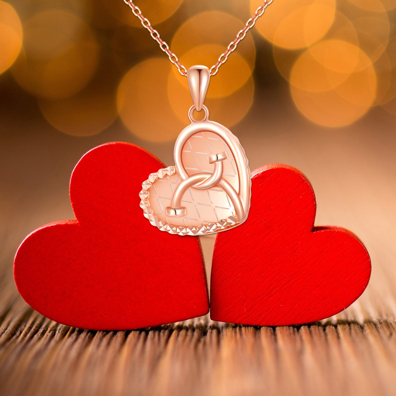 10K Rose Gold Heart & Stethoscope Pendant Necklace-3