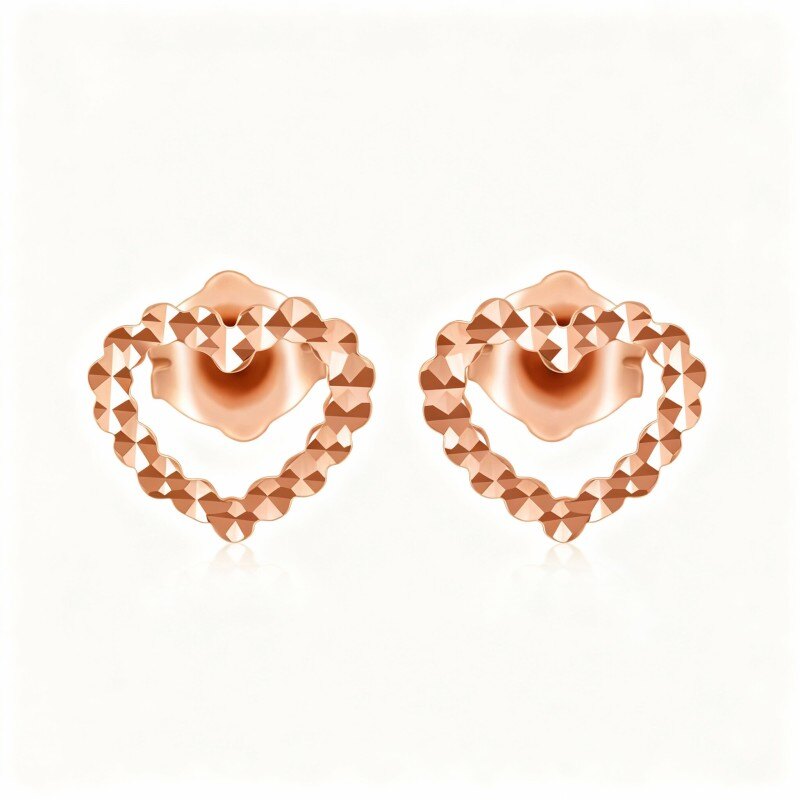Kolczyki w kształcie serca z 14-karatowego różowego złota-1