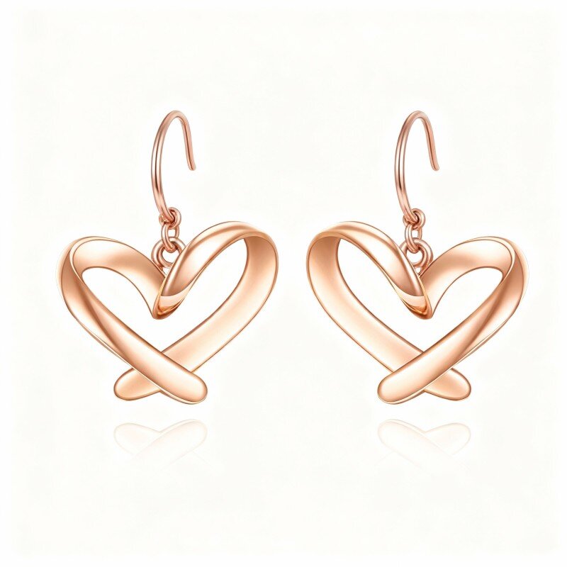 Brincos coração em ouro rosa 14K-1