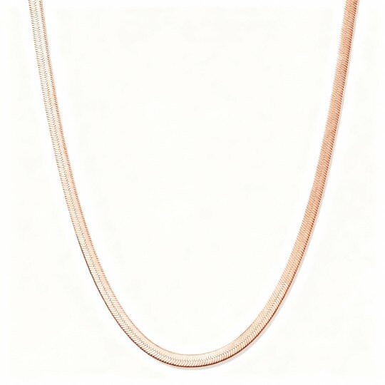 Colar com corrente espinha de peixe em ouro rosa 10K