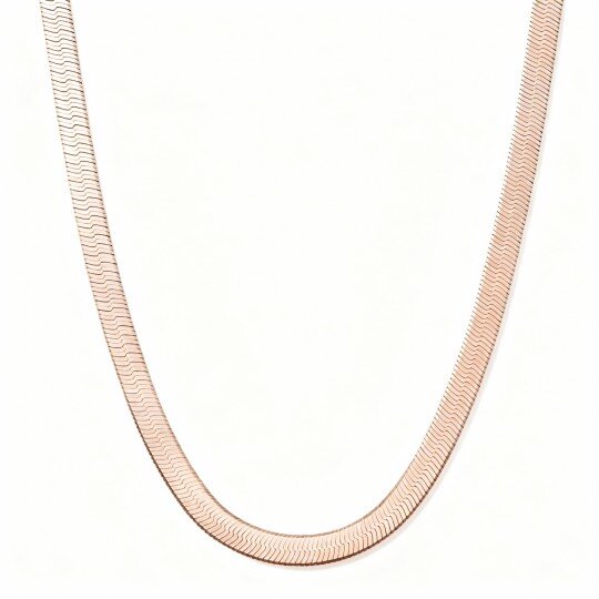 10K Rose Gold Herringbone Chain Necklace