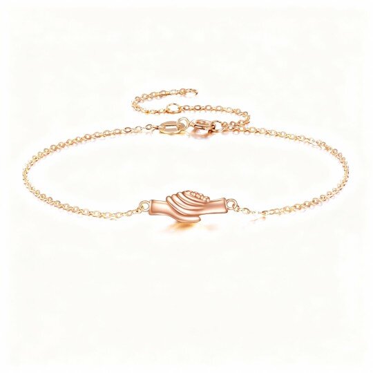 سوار من الذهب الوردي عيار 9 قيراط بتصميم يدين متشابكتين