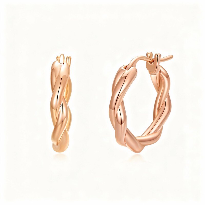 14K Rose Gold Hoop Earrings-1