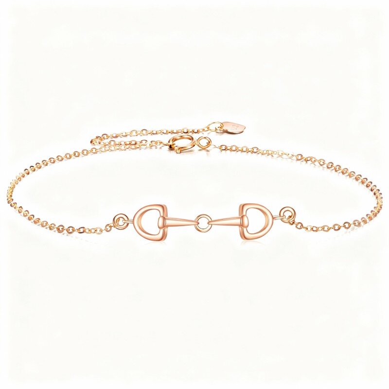 سوار على شكل حدوة حصان من الذهب الوردي عيار 14 قيراطًا-1