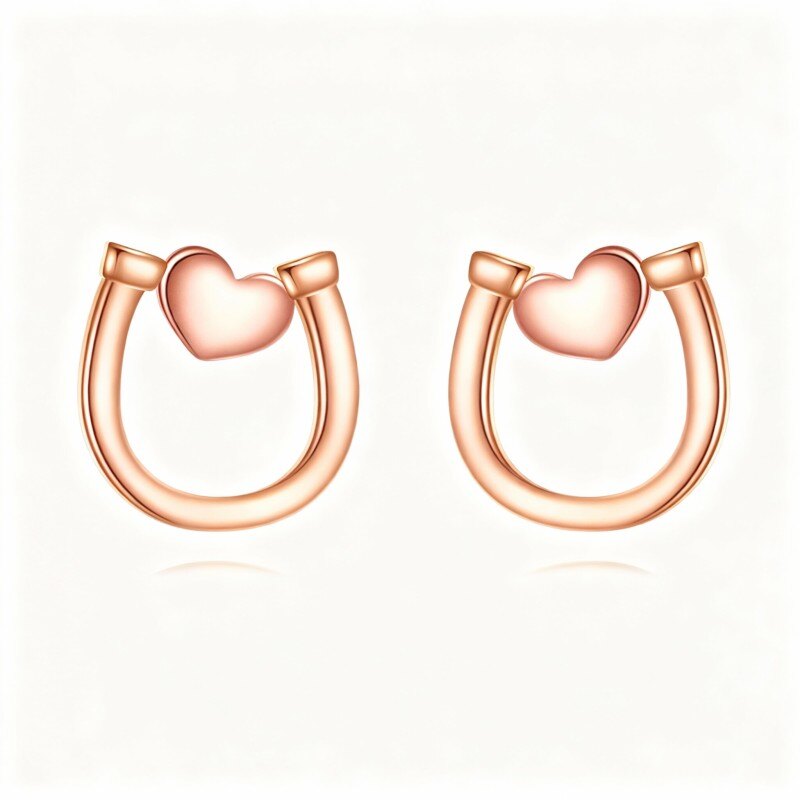 Kolczyki w kształcie podkowy z 18-karatowego różowego złota-1