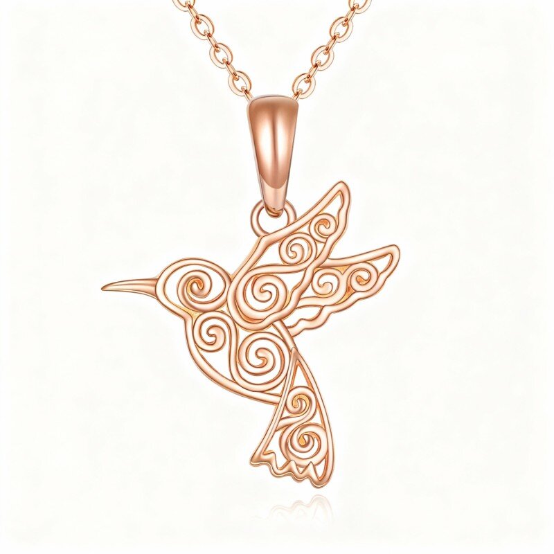 18K roségouden kolibrie hanger ketting-1