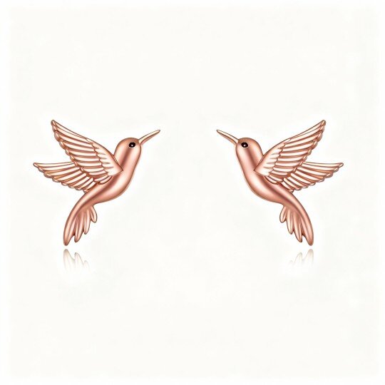 10K Rose Gold Hummingbird Stud Earrings