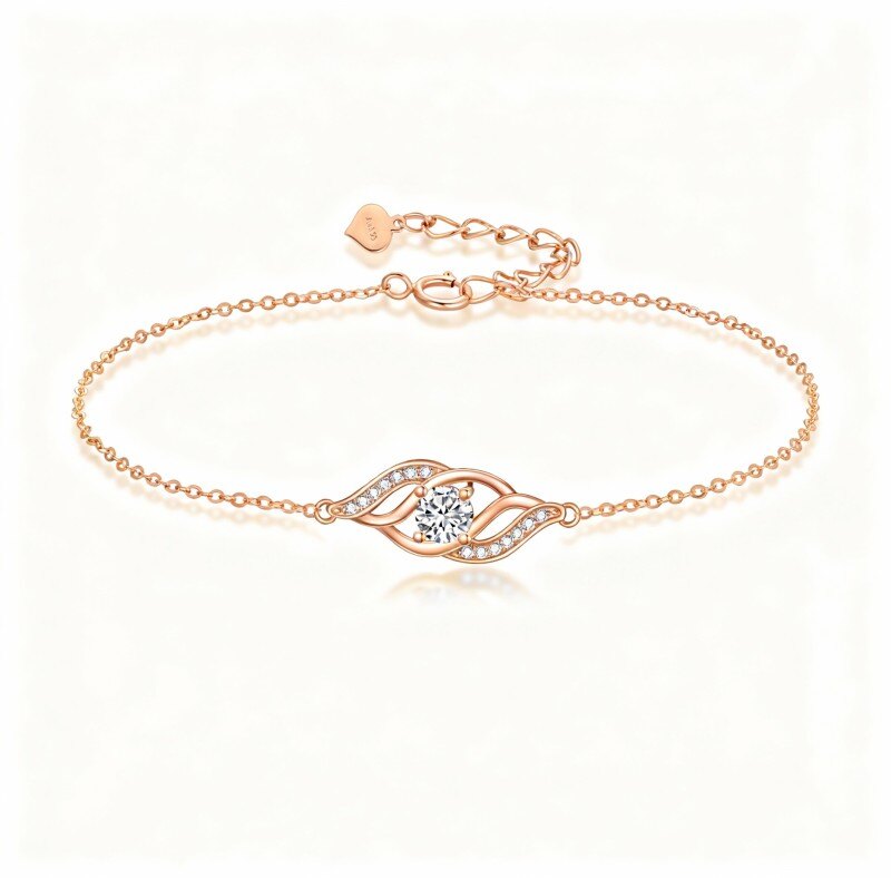 14K Rose Gold Cubic Zirconia Infinity Symbol Charm Bracelet-1