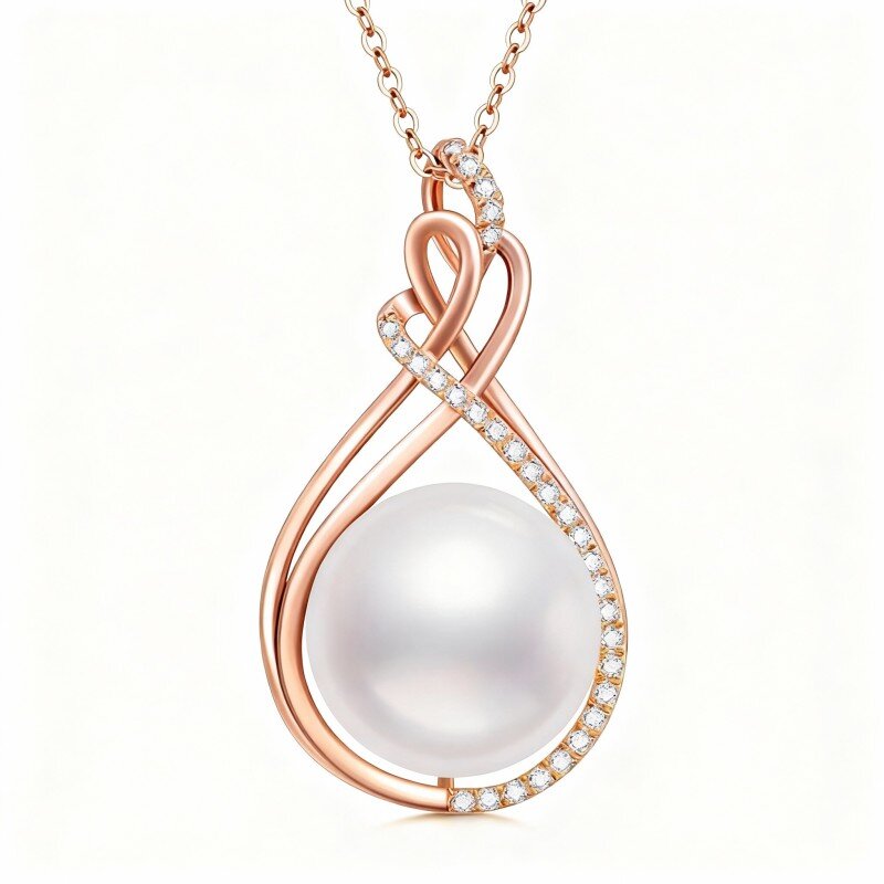 14K roségouden ketting met een oneindigheidssymbool van kubieke zirkonia-1