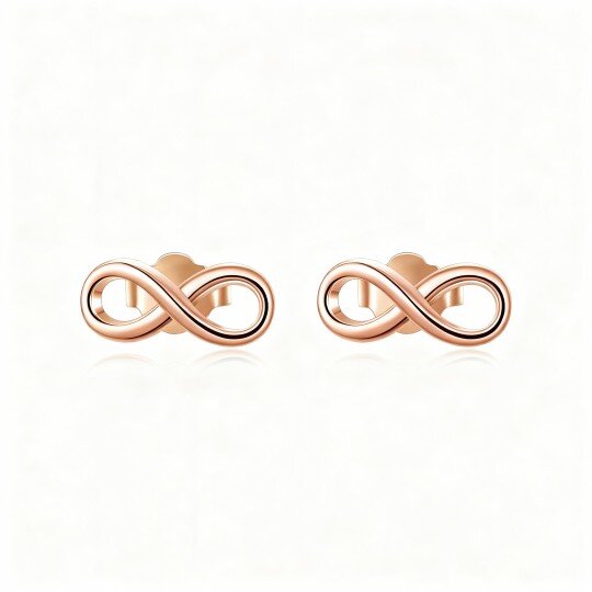 10K Rose Gold Infinity Symbol Stud Earrings