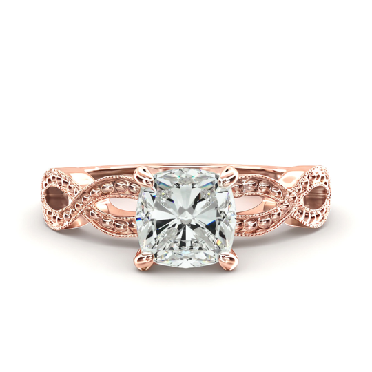 10K Rose Gold Infinity Vintage-Style Lab Diamond Engagement Ring