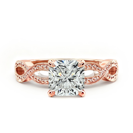 10K Rose Gold Infinity Vintage-Style Lab Diamond Engagement Ring