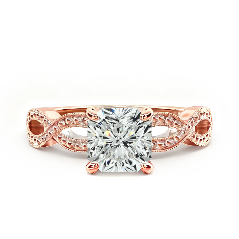 14K Rose Gold Infinity Vintage-Style Lab Diamond Engagement Ring-1