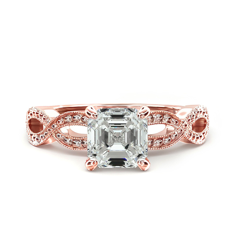 Anel de noivado em ouro rosa 10K com diamantes lab-diamond estilo vintage infinito-1