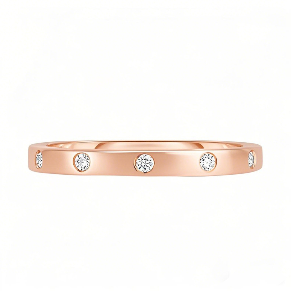Aliança de casamento personalizada com diamantes embutidos em ouro rosa 10K, cor D, clareza VVS-1