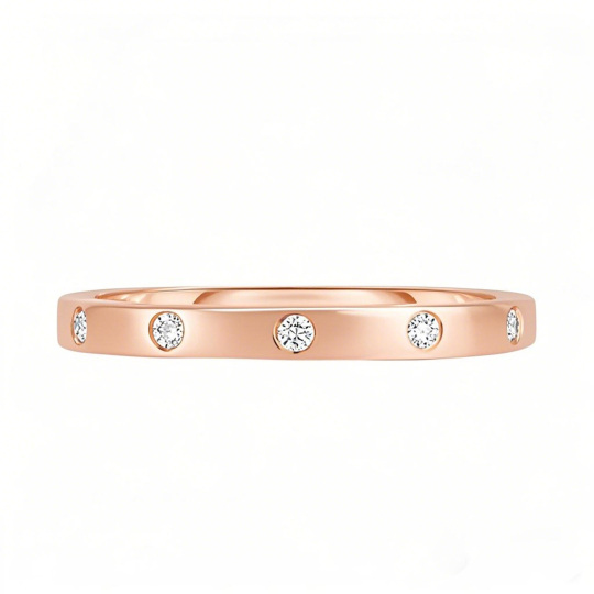 10K Rose Gold Inlay Diamond Custom Wedding Band D Color VVS Clarity