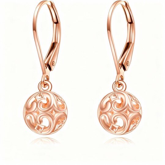 10K Rose Gold Ivy & Ball Lever-back Earrings