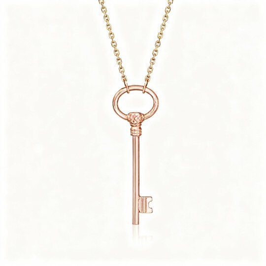 10K Rose Gold Key Pendant Necklace