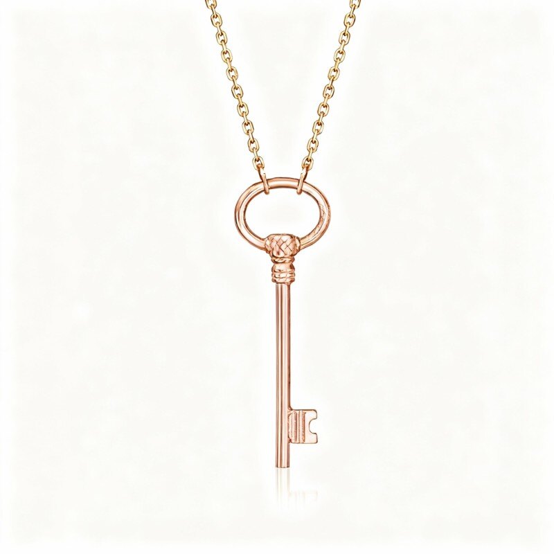 Naszyjnik z kluczem w kształcie serca wykonany z 18-karatowego różowego złota-1
