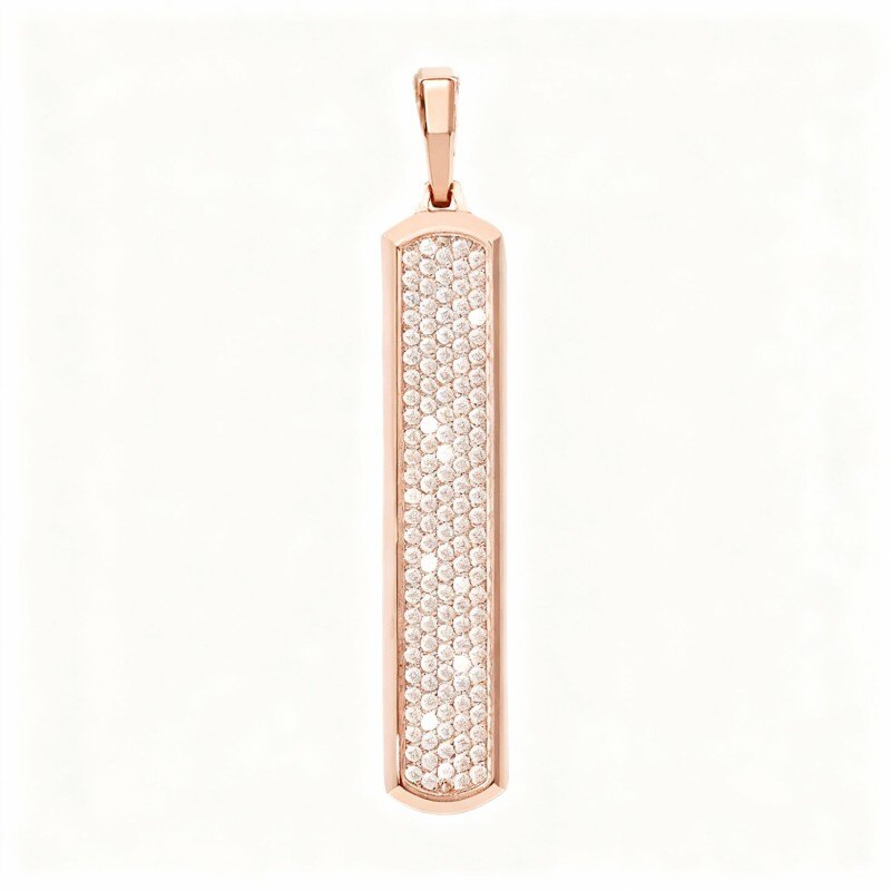 Breloques pendentif barre en or rose 14 carats avec diamants de laboratoire-1