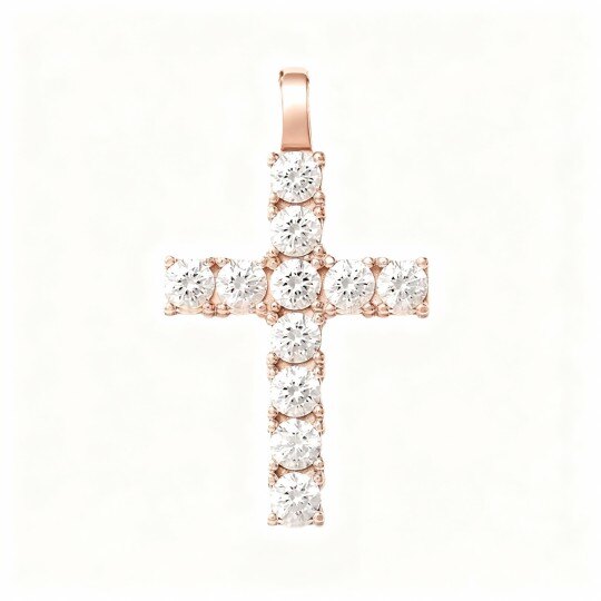 Colgantes de cruz con diamantes creados en laboratorio en oro rosa de 10 quilates