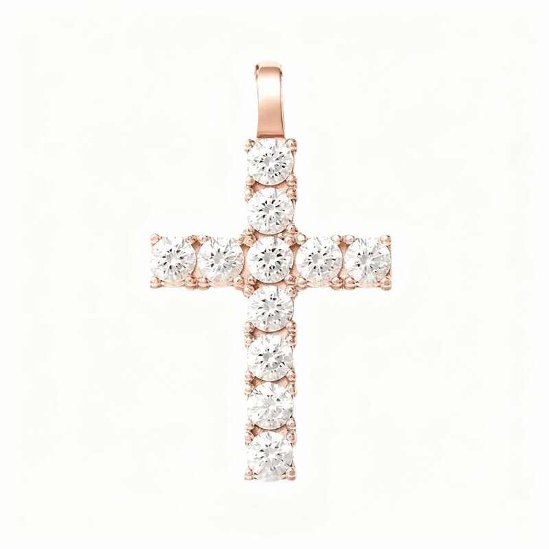 18K roségouden kruishanger met diamant, gemaakt in een laboratorium-1