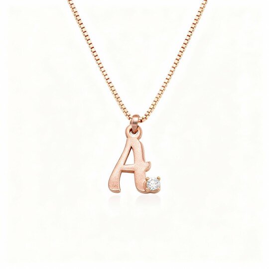 Collier pendentif personnalisé avec initiale en or rose 10 carats et diamant de laboratoire