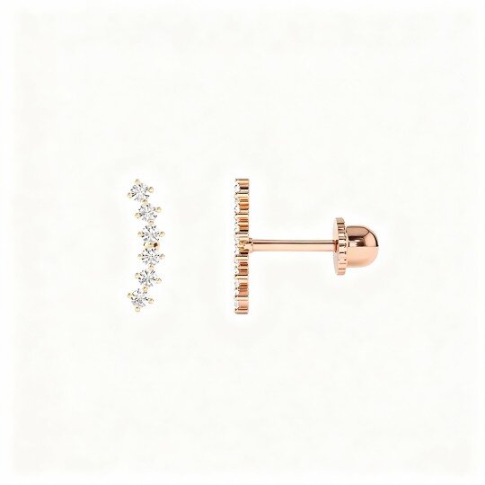 10K Rose Gold Lab Created Diamond Sisters Stud Earrings
