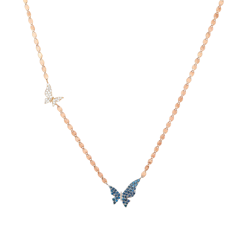 Collar con colgante de mariposa de diamantes de laboratorio en oro rosa de 18 quilates-1