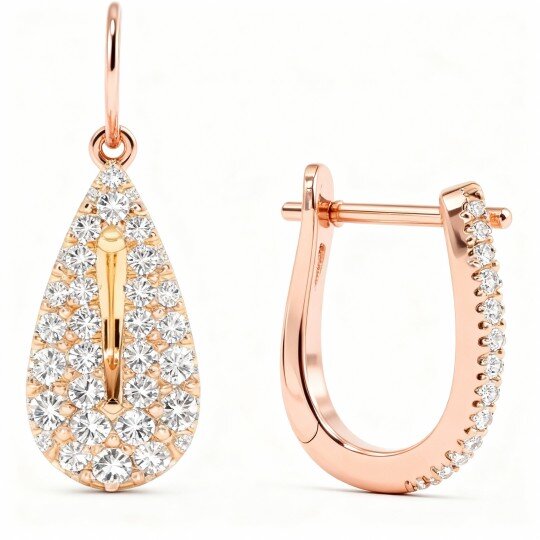 10K Rose Gold Laboratory Diamonds Circle Hoop Earrings
