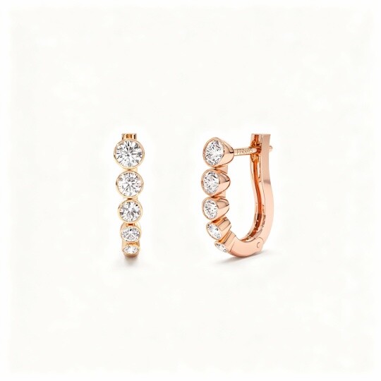 10K Rose Gold Laboratory Diamonds Circle Hoop Earrings