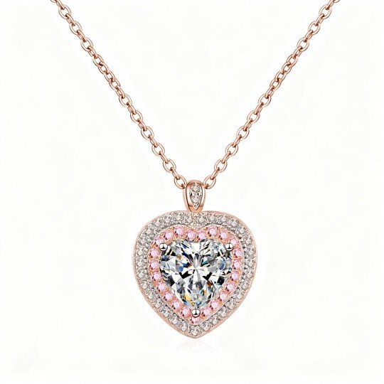 10K Rose Gold Laboratory Diamonds Heart Pendant Necklace